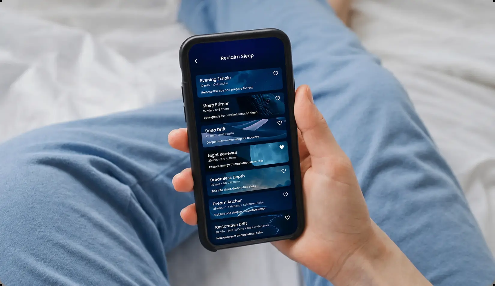 The Reclaim app in bed